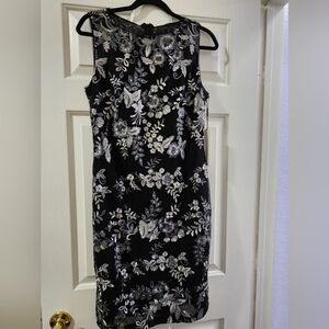 Calvin Klein Black and White Sheath Midi Dress